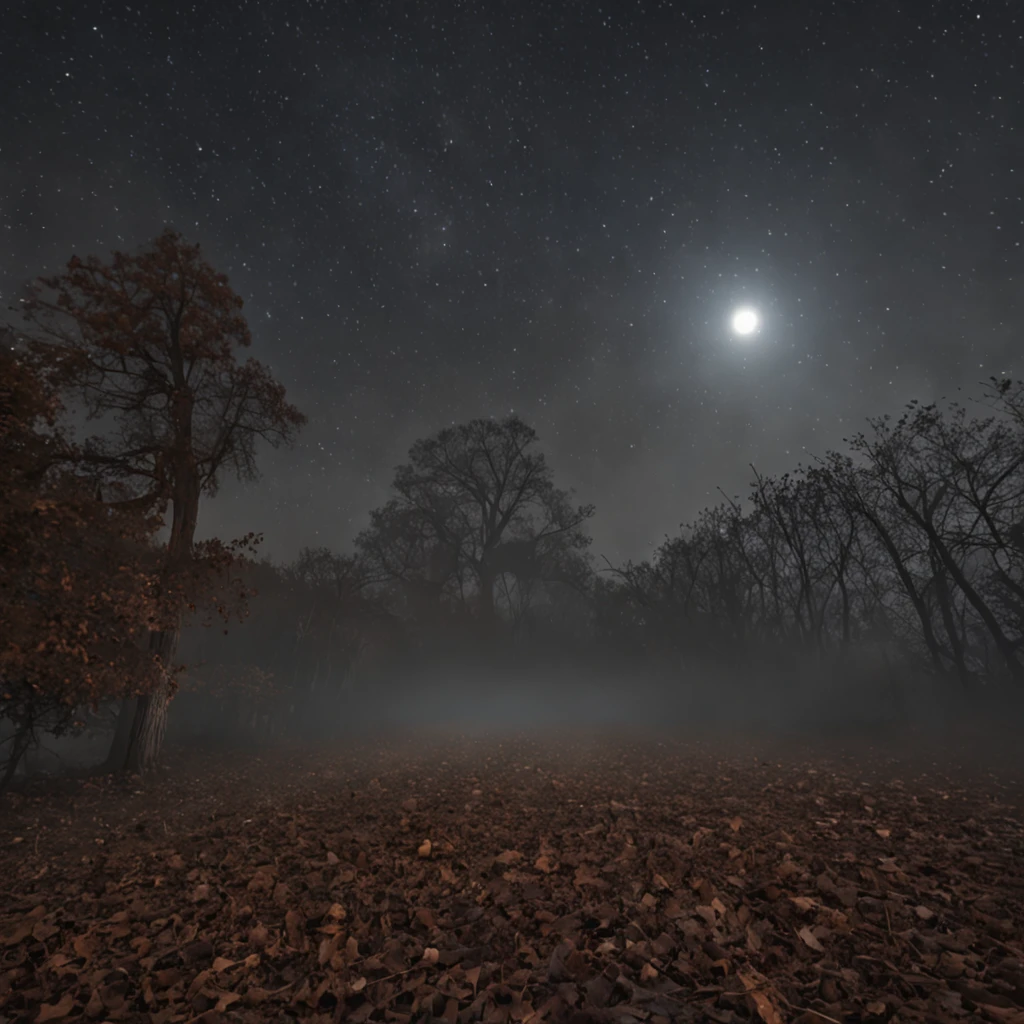 Magnificent view，Landscape photography of forest edge in autumn moonlight，Professional high-quality nature digital photography，Spring bushes in the moonlight at night，precipice，Eau，foggy sky，Nightmare vision， Dark fantasy plot，Perfect and excellent composition，8K分辨率，the detail，limitations，wide - angle shot，background inside dark，Jack Guzman's environmental art photography，realisticlying，cinematic compositions，Volumetriclighting，A high resolution，vividness, A detailed, Amazing,Colorful clouds float，true to life, Pubic area is clear, flawless perfection, Digital SLR, 16k, 1024, 2048, 4096, A detailed, Sharp, best qualtiy, high qulity, absurderes，unmanned background，The is very detailed、Detailed lighting shadows，Trends on ArtStation、iintricate、high detal、dramatics、Midjourney Art（Volumetriclighting：1.2）hdr shot。（Faraway view，Super deep view，ultra-wide-angle，Microfocal length lens：1.2）（realisticlying：1.4）tmasterpiece、high high quality、Beautiful photography、globalillumination、