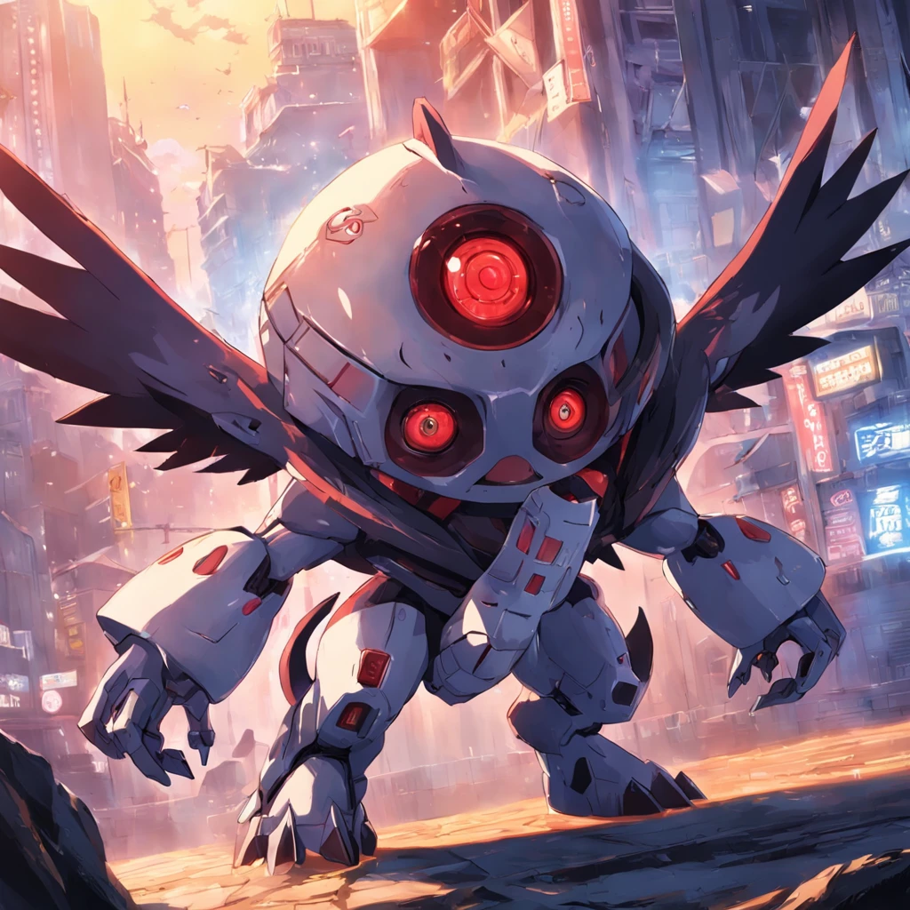 A super-tiny Machine Digimon which has red eyes that act as photosensors. The appearance of it moving around restlessly is very cute, when it is in a good mood, it discharges electricity from the tip of its tail, Masterpiece, best quality