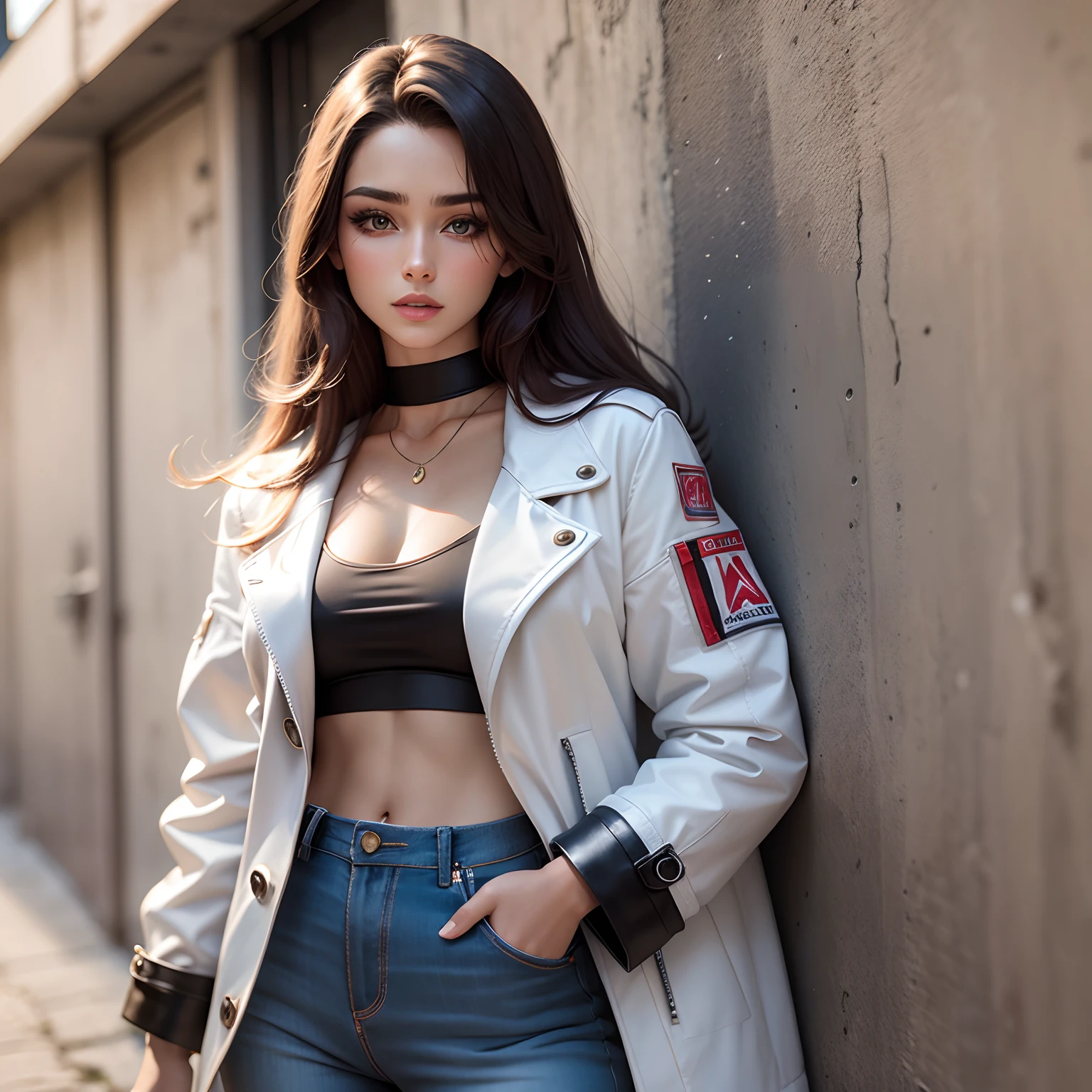 passarela, passarela, model, vestir, jaqueta longa