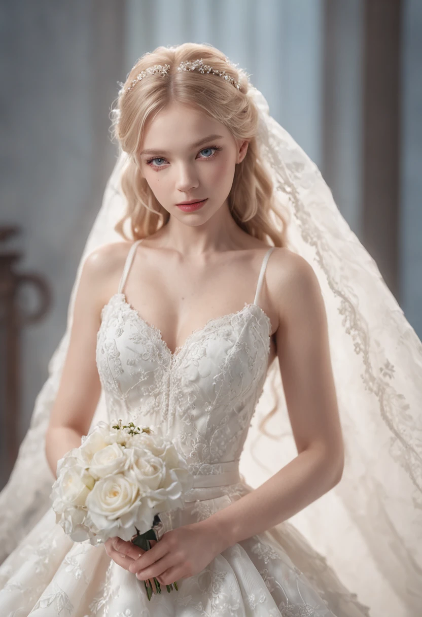 1 beautiful girl, full body, standing photo, white wedding dress, soft dress, stand in beautiful snow, blond hair, blue eyes, wavy hair, masterpiece, diffuse soft film lighting, portrait, best quality (perfect face:1.4), ultra-realistic highly detailed intricate realistic simulation style photo sharply focused on eyes, cinematic lighting, studio shot, gorgeous pose