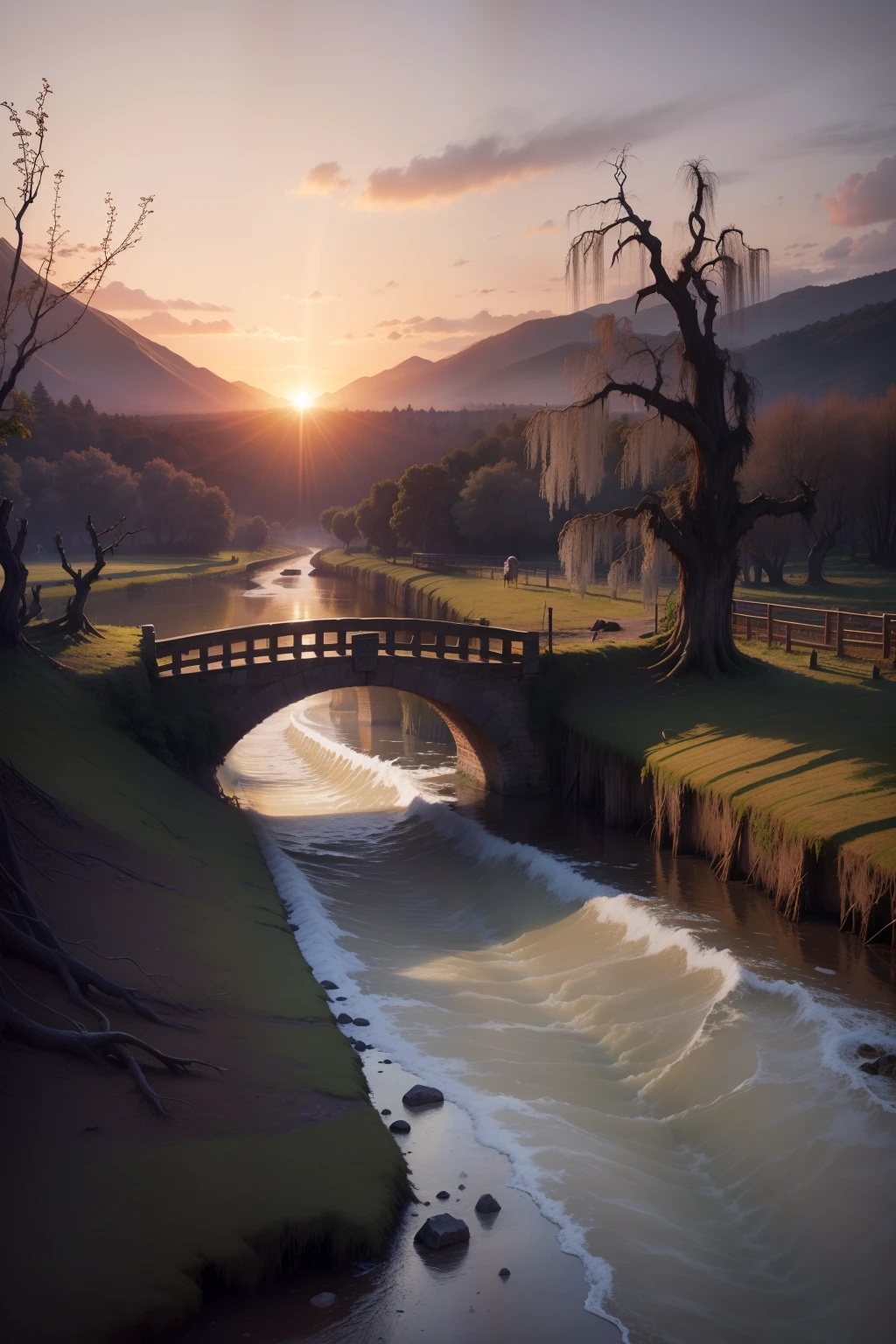 Dead vines，old trees，Woat，small bridges，flowingwater，Family，Ancient road west wind thin horse，Sunset，Broken intestines are at the end of the world，An old man led his horse across the bridge