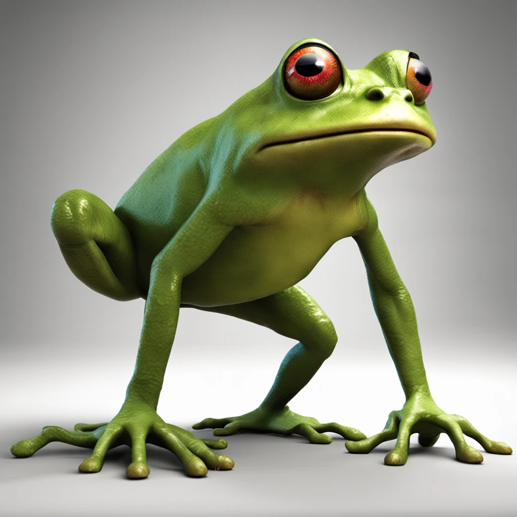A high-quality illustration with a frog-looking politician, portraying a frog man with striking and realistic expression.
