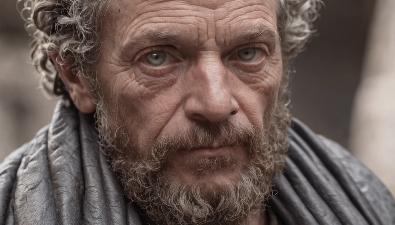 Greek statue of philosopher Marcus Aurelius, with beard and muscles, cinemactic, 8k, fundo escuro, Detailed symmetrical realistic face, textura natural extremamente detalhada, peach fluff, short hair, master part, Absurdos, Foto premiada por Lee Jeffries, Nikon Film Stock D850 Fotografia, kodak portra 400 camera f1.6 lentes, extremamente detalhado, Amazing, detalhes finos, cores ricas, textura hiper realista, dramatic lighting, UnrealEngine, trending on ArtStation, cinestill 800 tungsten, Realistic photo, foto raw , TanvirTamim, alta qualidade, high resolution, foco nítido, extremamente detalhado, Cinematic lighting, 8k UHD,