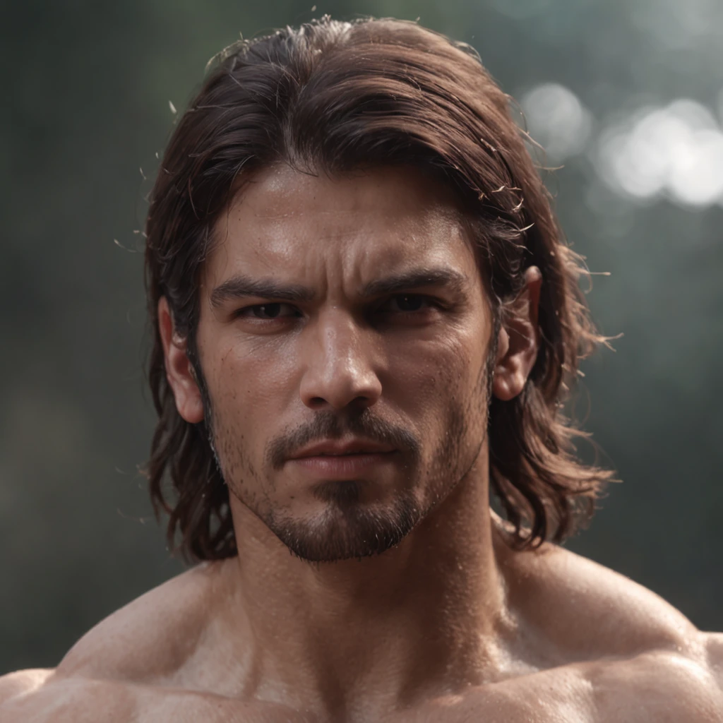 (Professional 3D rendering:1.3) de (Realistic:1.3) Foto de arte mais bonita do mundo,Features soft, bright male heroes, ((Epic hero fantasy rough muscular man wet hero angry look long hair short beard and fierce expression in dynamic pose, fantastic location, majestoso ambiente desordenado)), corpo inteiro 8k unidade render, action shot, poros da pele, very dark lighting, sombreamento pesado, circunstanciado, Rosto detalhado, (vibrante, fotogrdeia realista, Realistic, Dramatic, Escuro, foco nítido, 8k), (Old leather clothes damaged by bad weather:1.4), ((((Use peles)))), (intrincado:1.4), decadente, (altamente detalhado:1.4), pintura digital, rendering by octane, art stations, Conceito-Arte, liso, foco nítido, illustration, germe da arte, (Loish:0.23), Wlop Ilya Kuvshinov, e Greg Rutkowski e Alphonse Mucha Gracias, (global ilumination, studiolight, Light Volumetric), chuva forte, floating particles, patife, fantasia, Onze, corpo inteiroesbian, ((Fundo escuro e antigo da cidade:1.3)),CGSesociedade,art stations