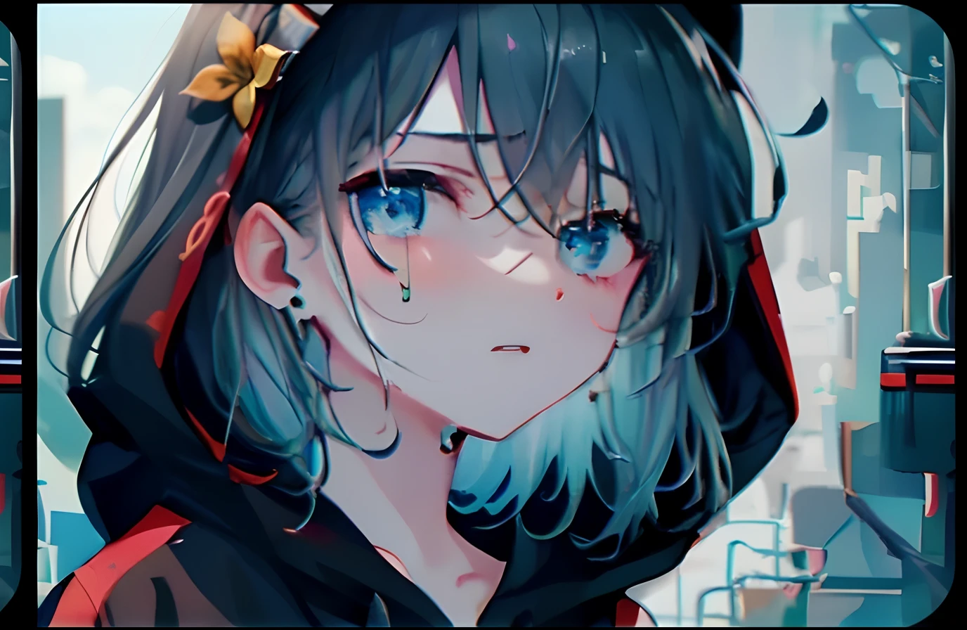 Change your hair to blue,Complete the mutilated background