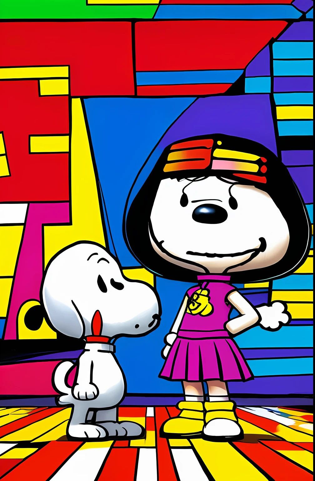 (Snoopy
ORIGINAL ULTRA DETALHES SMILE EDUARDO KOBRA ,Romero Brito,The Filling Twins ,multidimensional geometric wall PORTRAIT, arte, Chibi,
Yang08k, lindo, Colouring,
Primary works, qualidade superior, melhor qualidade, Arte Oficial, Beautiful and Aesthetic, 512 k