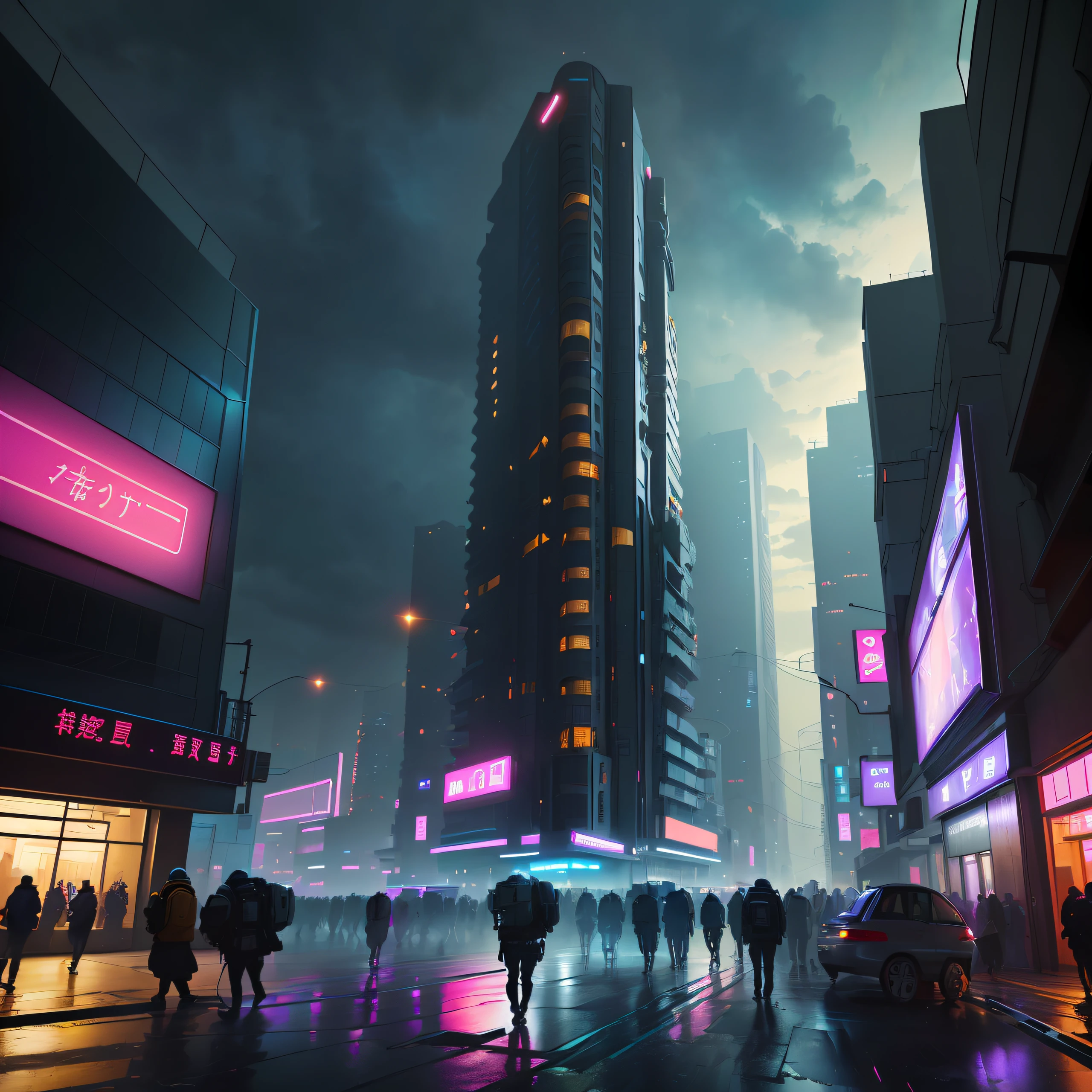 A kooky and whimsical image of a futuristic world, designed in Wes Anderson’s signature symmetrical style with high saturation colors.

The world is populated by fantastical and unusual architecture, with towering spires and bulbous domes painted in bright pinks, greens, and blues. The buildings are laid out symmetrically, creating a sense of order and balance in the bustling metropolis.

The sky is filled with airships and flying cars, moving in a sublime, labyrinthine pattern. AI-driven robots in sleek white hover around delivering parcels, while giant, luminescent sea creatures made of plastic float slowly through the sky.

The colors in this utopia are rich and saturated, with pastel pinks and blues contrasting against vivid greens and yellows. Everything is meticulously arranged, as evidence by the neat rows of buildings and the orderly traffic in the sky.

Overall, the image captures the essence of Wes Anderson's style, with its symmetry and bright, quirky design elements. It is a playful and whimsical representation of a futuristic world, where anything seems possible and the sky is the limit.