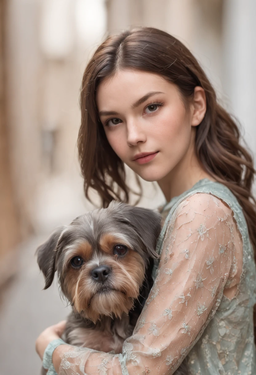 a girl walking the dog