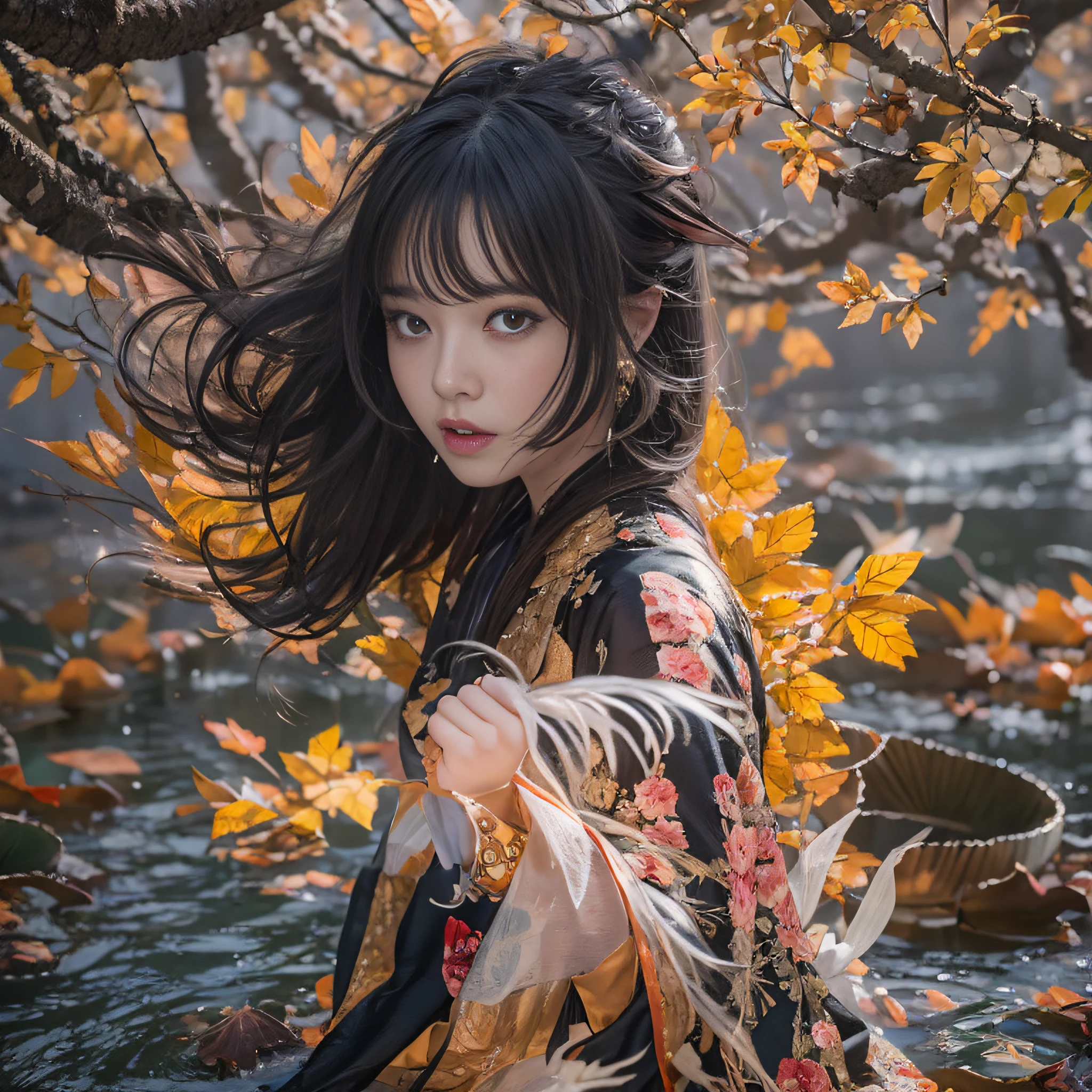 Leaves fluttering