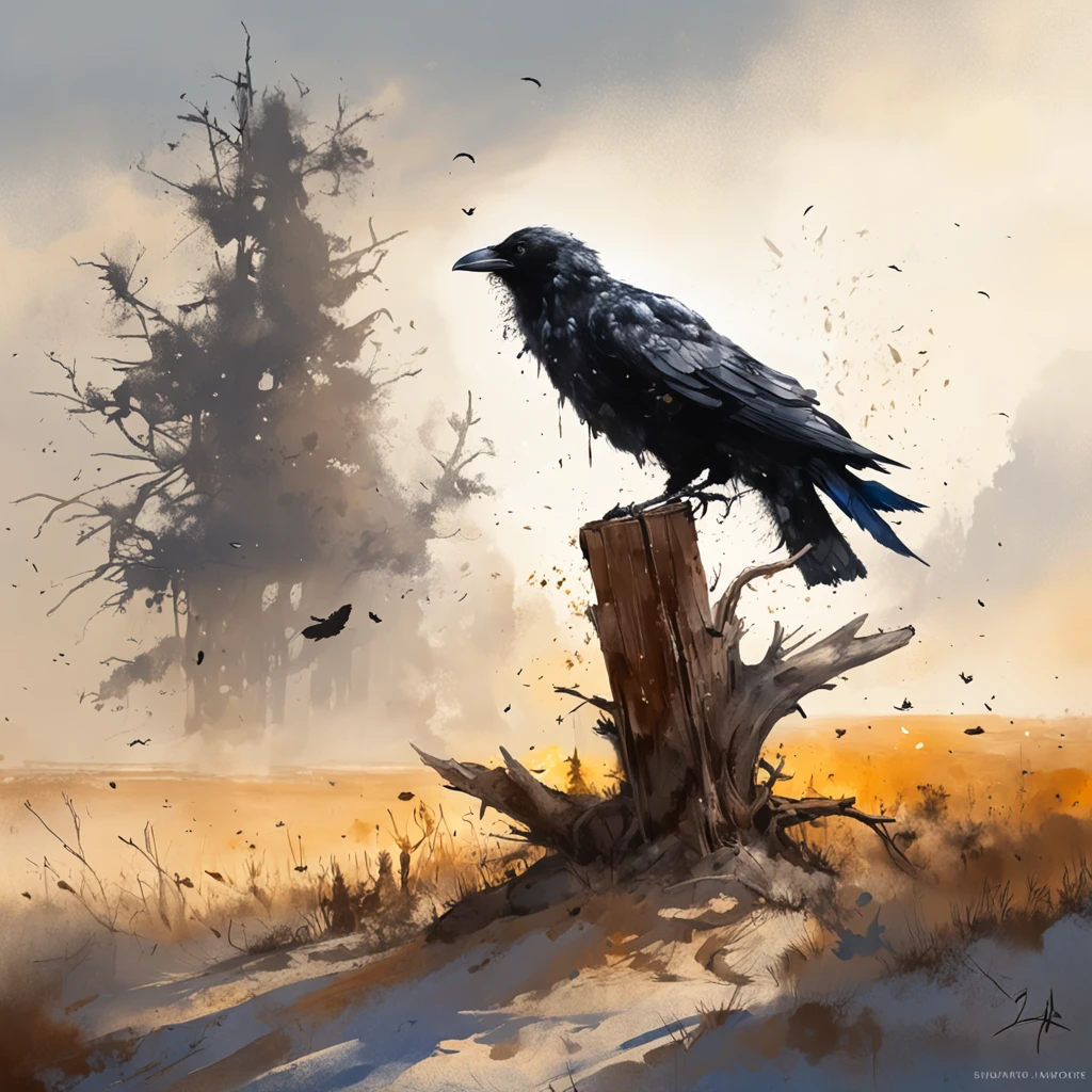 Two crows on a dead tree, A shadow shaped like a walker, Starry night, Thick fog on the ground, Blue light on the horizon, Unreal Engine 5, Cinematic, low angle photography, Motion blur, Depth of field, Dust, Cobblestones and dirt. Splash Art, dripping paint. Perfect color grading. Influenced by Karel Appel and Jeremy Mann, Full of dramatic and threatening scenes, Hyper-detailed, Beautiful, insanely details, Intricate details, editorial photography, shot with a 50mm lens, Depth of field, Tilt Blur, Shutter speed 1/1000, f/22. Lightmaps, Super bright  one peaceful brown bear snoozing on a grassy hill, surrounded by buzzing bees, dreaming of golden honey, rendered in the style of Bev Doolittle, one head, one face, four legs, two ears, four paws