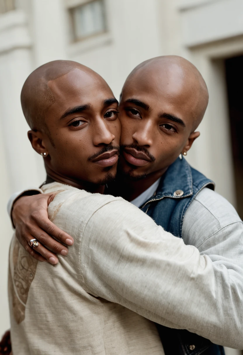 Tupac Amaru Shakur hugging with Eminem