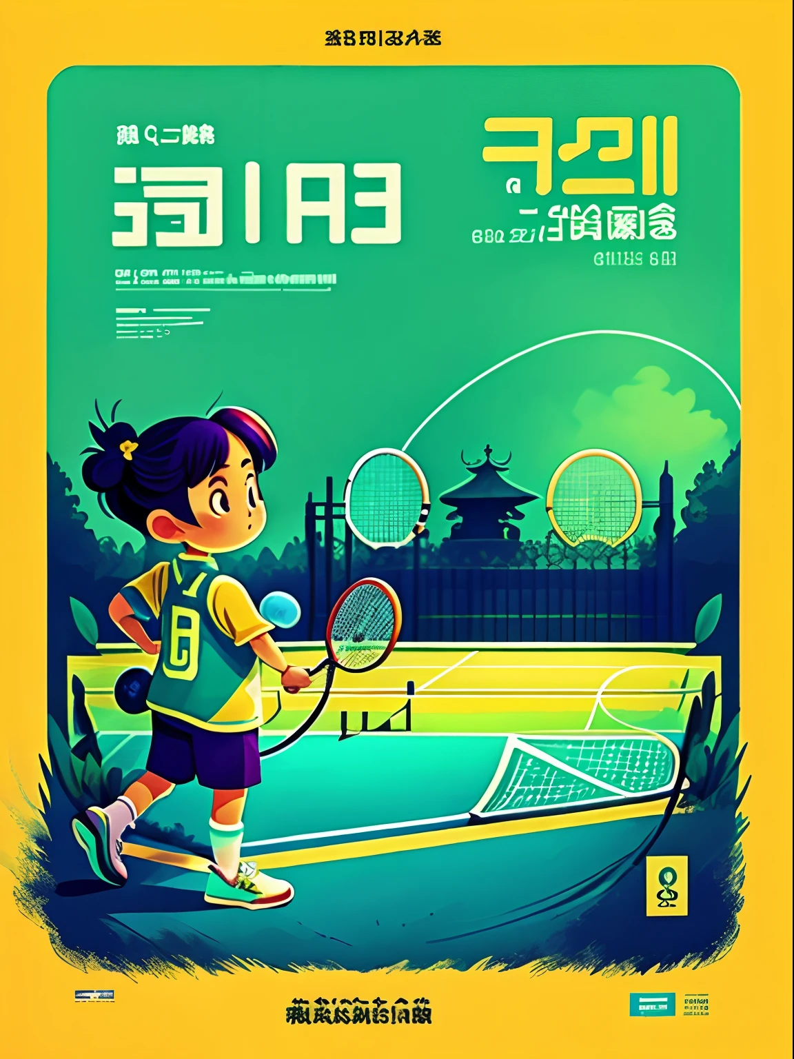 Poster about badminton，The color should be blue-green