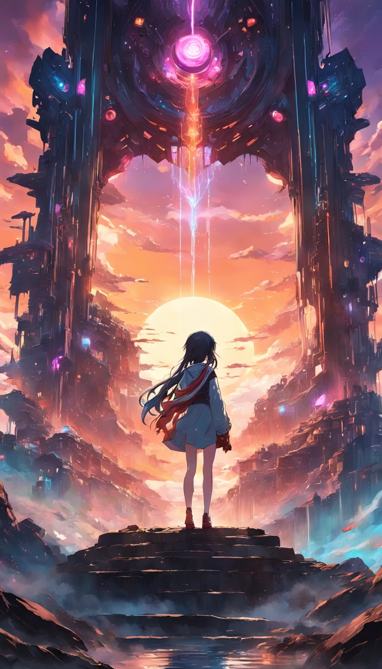 "Future Fantasy,The beauty of technology,Emotional mixing,Mechanical soul,abstract colours,Capture the moment,Sunset,Hand drawn art,Beyond reality,CryEngine engine,A dream experience。"