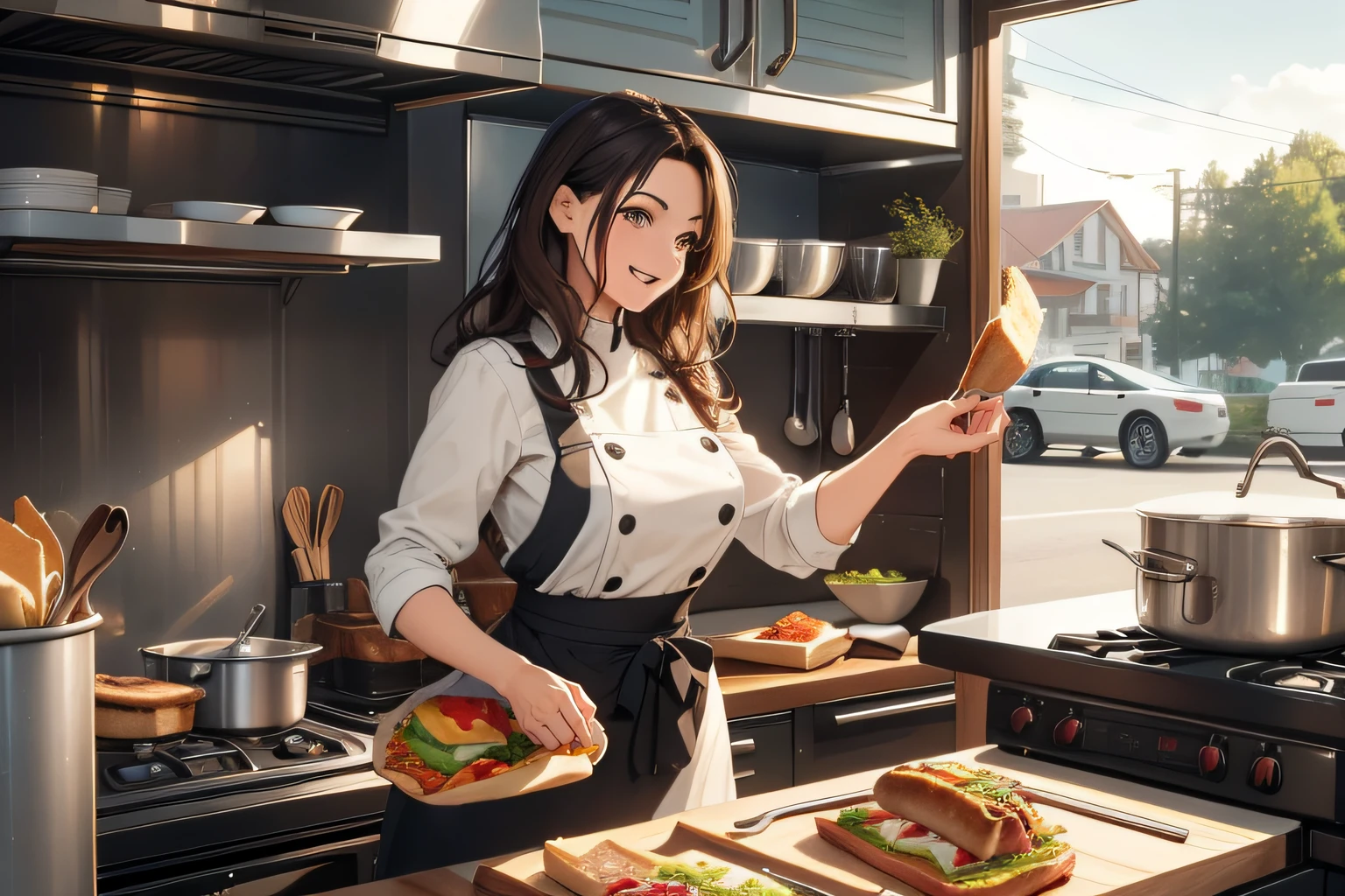 Holding the dish in your right hand