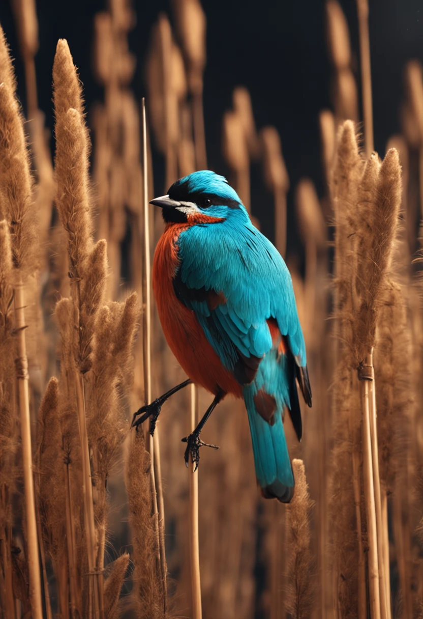 Beautiful bird standing on top of a reed