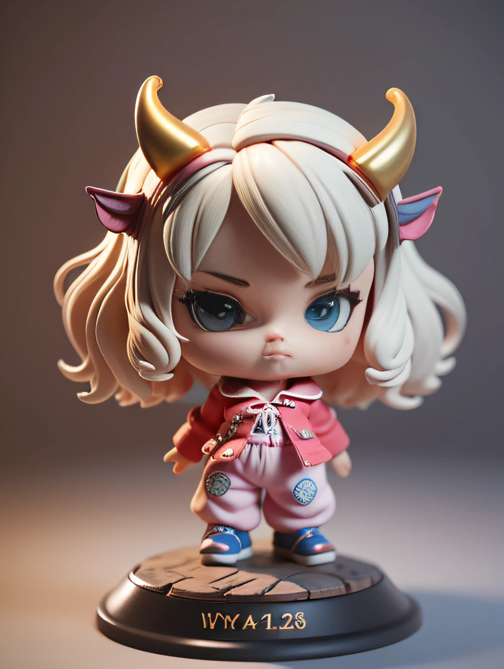 Angry little ，An angry look，anger expression，shaggy，Big eyes，Simple，white color hair，Full body like，background is simple, elf ears, wings on back, red eyes, pop mart
