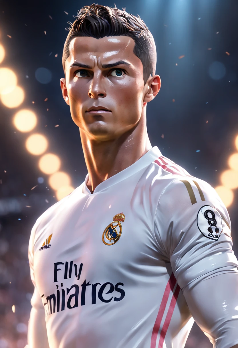 cristiano ronaldo,real Madrid suit，(pixar style) (masterpiece:1.2) (bokeh) (best quality) (detailed skin) (detailed texture) (8k) (claymation) (cinematic lighting) (sharp focus）