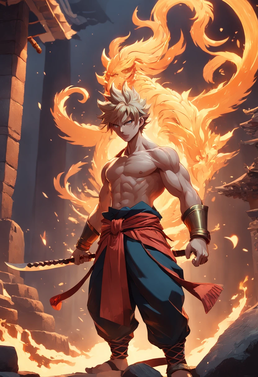 Blacksmith Dou defeats Buddha Sun Wukong,Ultra-clear detailed、Realistic、2D/3D、4k/8k、Digitally sculpted、A piece of software(Blender,Zbrush,Octane Render,Unreal Engine)、A certain game(《Devil May Cry》、《A wolf:Shadow passed twice》)、An artist(Sachin Teng、Jake Parker)、An art platform trending on artstation