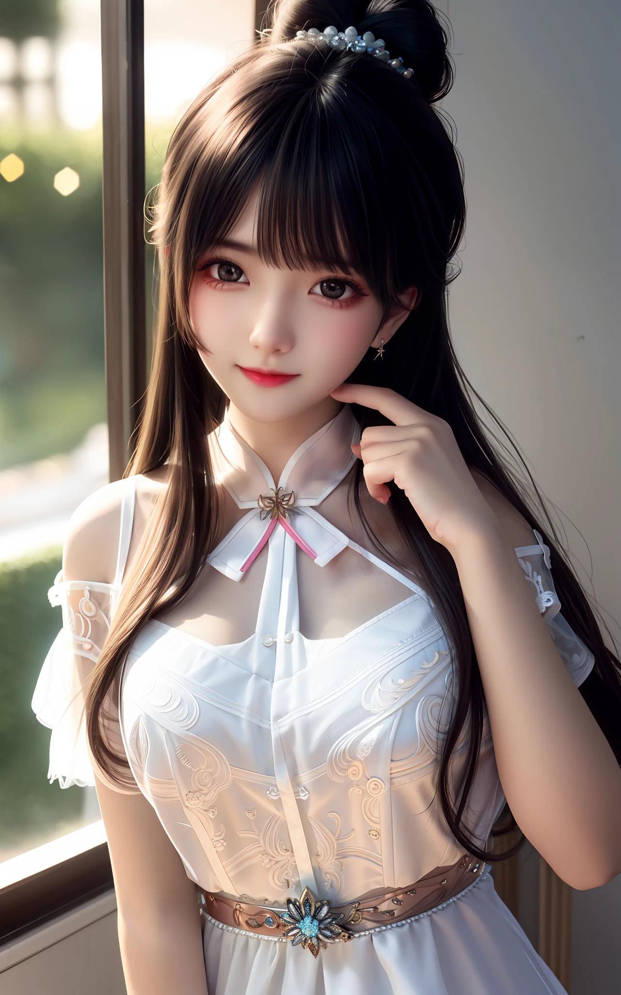 Close-up of woman with a flower in her hair, Gurwitz-style artwork, Gurwitz, IG model | artistic sprout, phlegm多phlegm多, phlegm : : 5, wlop sum sakimichan, artistic sprout. anime illustration, Loish et al WLOP, Extremely detailed Artgerm, Beautiful and seductive anime woman,Full body display,Full body display