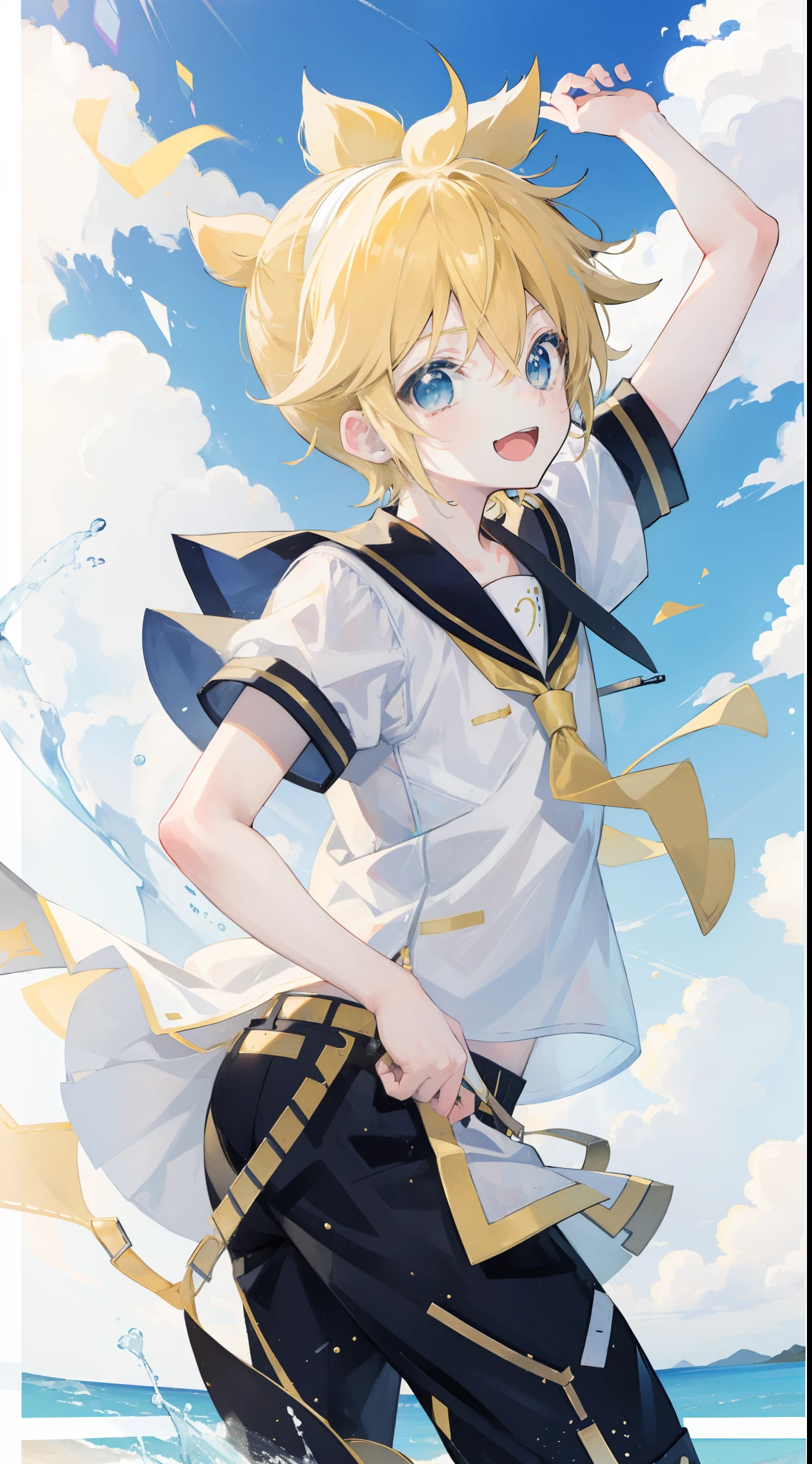 1 boy, blonde hair, blue eyes, 20 year old beautiful boy heartbreak no background white school uniform simple clothes background white white pants