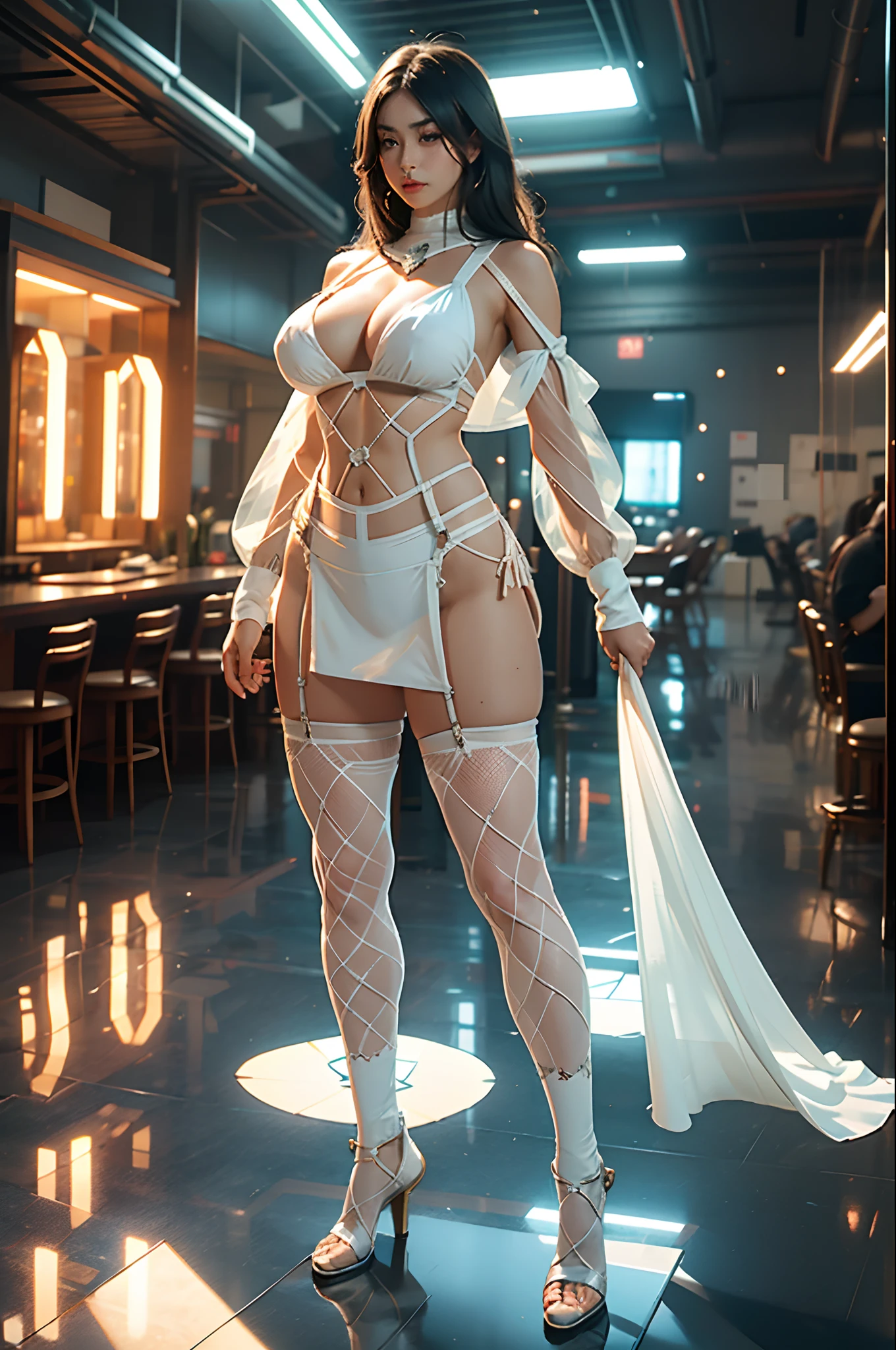 Skirt that wraps hips，Big breasts Thin waist，See-through installation，muscle leg，thick muscle legs，huge tit，Super big breasts，Sensitive ，Large ，Camel toes，White see-through suit，Bare legged，Full body like，Super high heel，Suspenders，Mesh suspenders，Black mesh socks