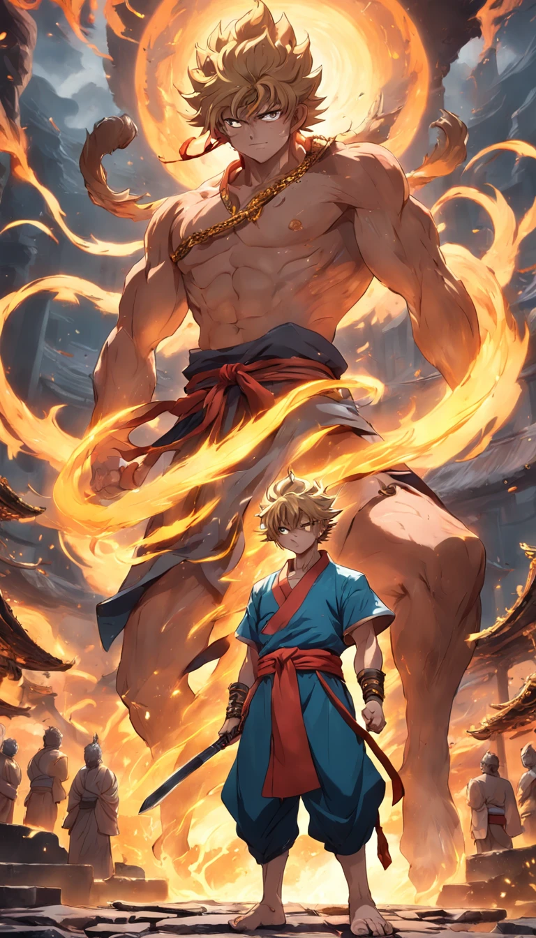 Blacksmith Dou defeats Buddha Sun Wukong，Ultra-clear detailed、Realistic