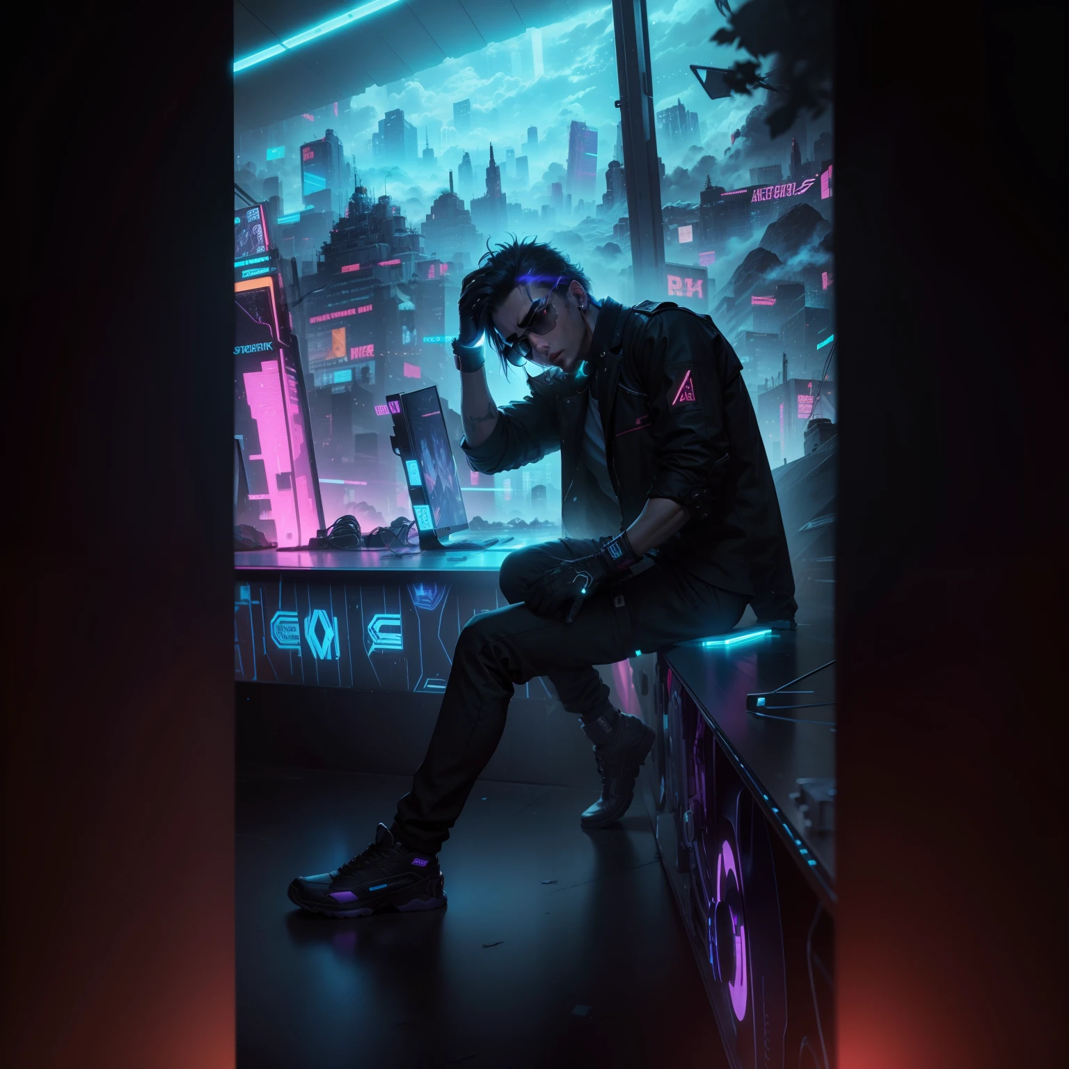 Real face,Change background cyberpunk handsome boy, realistic face, 8k, ultrarealistic, real face, original d