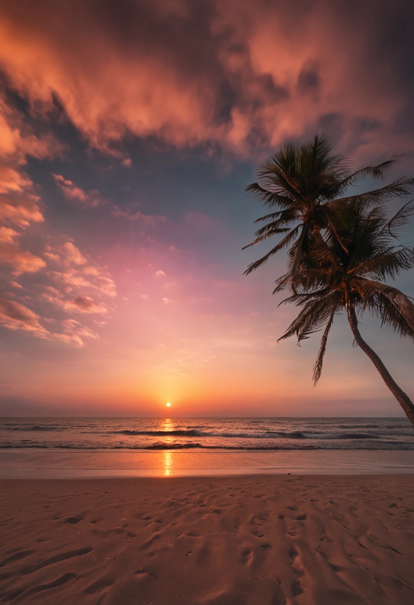 Strand Sonnenuntergang Palmen Menschen