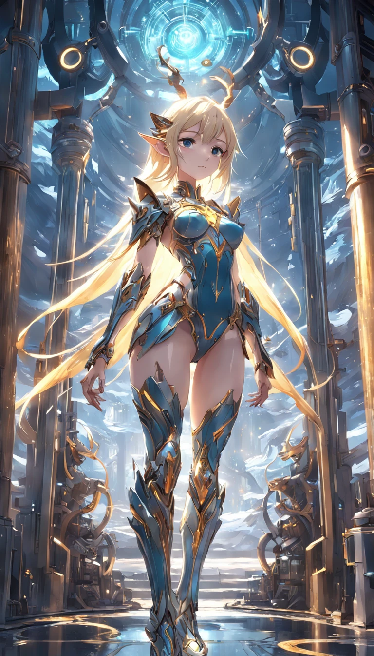 (Full body posing:1.5), Blonde woman with white hair and turquoise color armor standing pose, Wear beautiful high heels, Take a full-body photo, Seductive eyes, There is a beauty mole on the nose, Every cold hair is clear, glint, excited, kubrick stare, glasgow smile, The armor is set with gorgeous gemstones, Stunning character art, fantasy concept art portrait, ross tran and wlop, Ross Tran 8 K, chengwei pan on artstation, wlop and ross thran, portrait of female paladin, epic exquisite character art, alexandra fomina artstation, hyper-detailed fantasy character, gorgeous female paladin, cgsociety portrait, A young girl, Charming beautiful and detailed eyes, Full body image in high heels, (8K, best qualtiy, tmasterpiece:1.2), (realisticlying, realisticlying:1.37), A detailed, best qualtiy, A high resolution, (Keep your mouth shut), Charming appearance, little breast, B cup, Glamorous temperament, simplebackground, wide chin, Thick lips, Little tiger tooth, Neat one-word bangs, Ji Shi Fa, French braids, tmasterpiece, Fine hair like silk, Every hair is clear, photo level, wide angles, move chart, Atmospheric perspective, Cinematic lighting, Textured skin