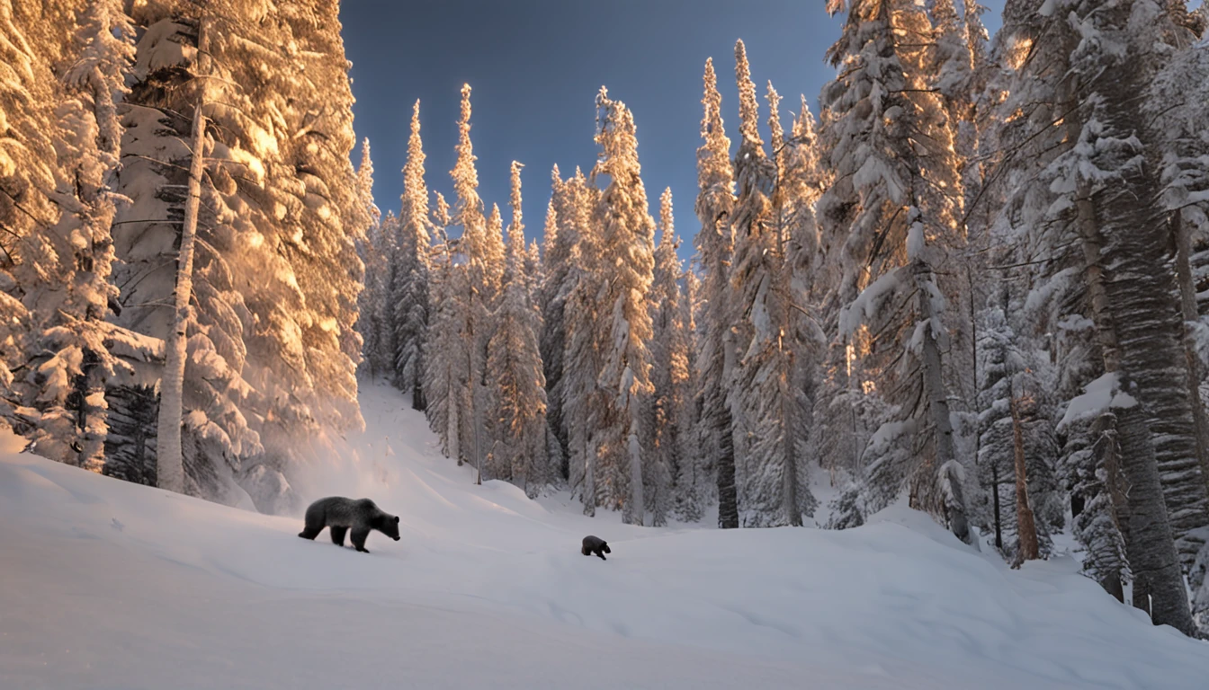 "USA Snow Bears, forests skiers Colorado"