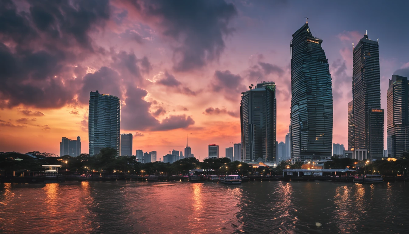 "Thailand Bangkok Skyline Sonnenuntergang"
