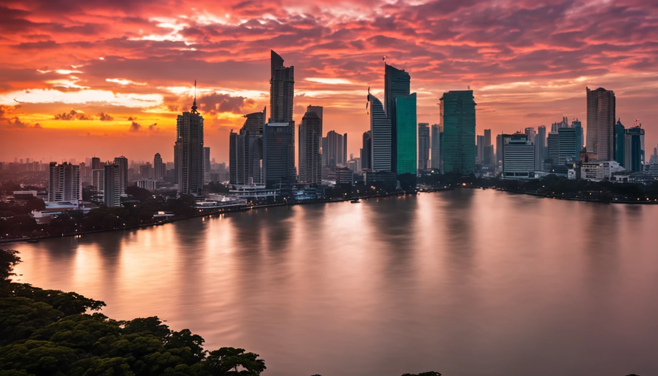 "Thailand Bangkok Skyline Sonnenuntergang"