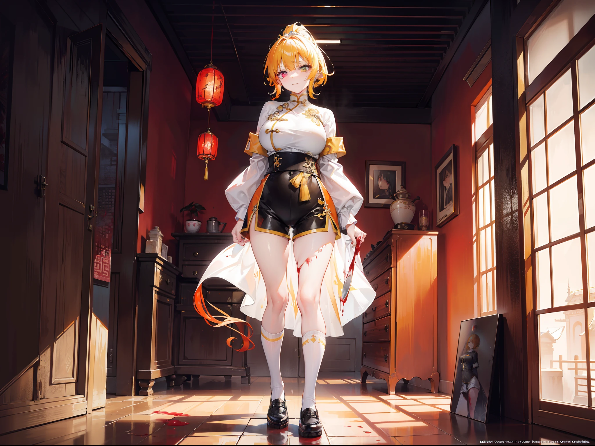 Kagamine rin, miko , miko clothing , 1girl , beautiful girll , sanctuary , blue eyes , golden hair , priestess, vocaloid, day stage