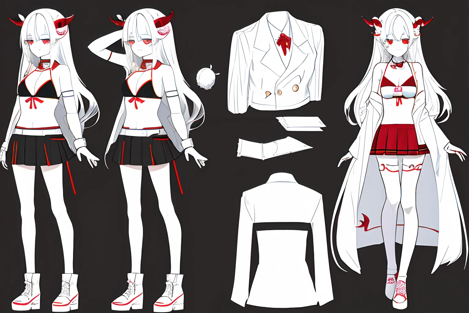 tmasterpiece，Need，1 Girl Demon，A high resolution，hoang lap，Fang，sheep horns，Collar，锁链，Red all over，（ultradetailed：1.1025），（illustratio：1.1025），（infography：1.1025），Patent drawings，Physical measurement，（All bikini configurations：1.1025），papelaria， （独奏：1.1025），standing on your feet，Have a cohesive background，5 fingers in the hand，character sheets，