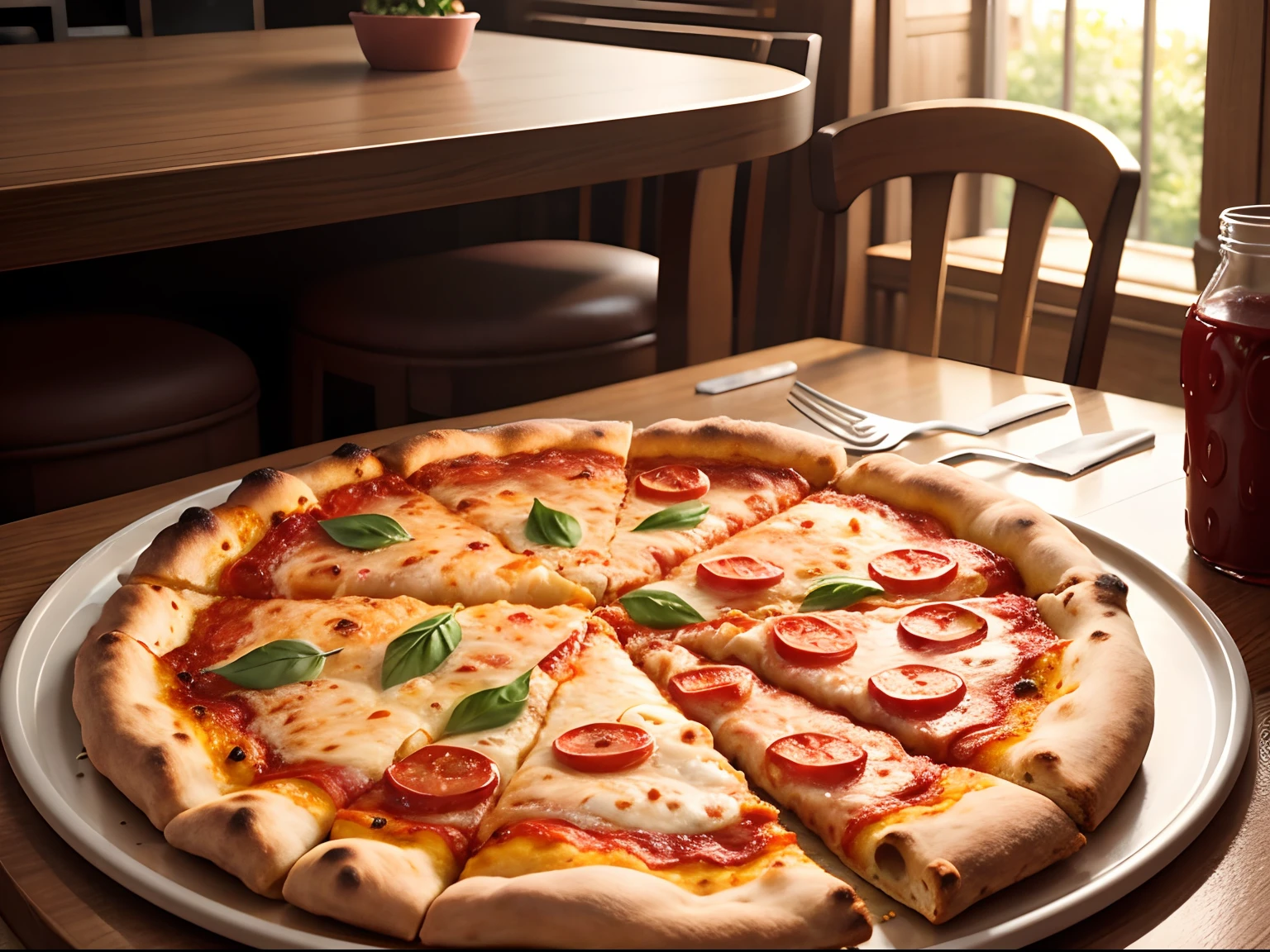 pizza, na mesa