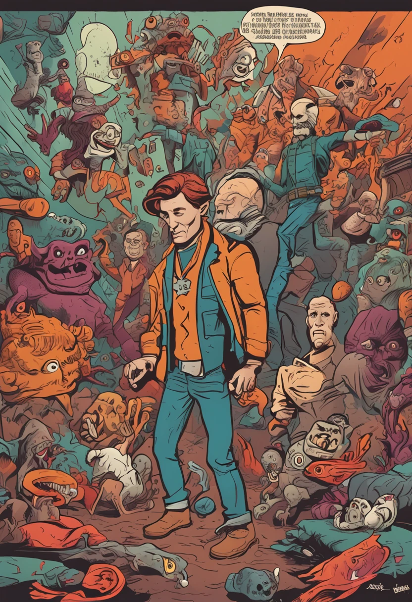 surreal supernatural cartoon characters in various poses