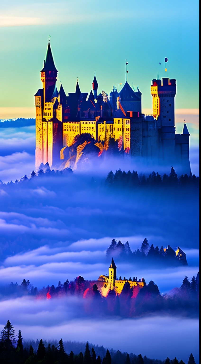 Masterpiece A majestic giant castle,Distorted space,There is fog