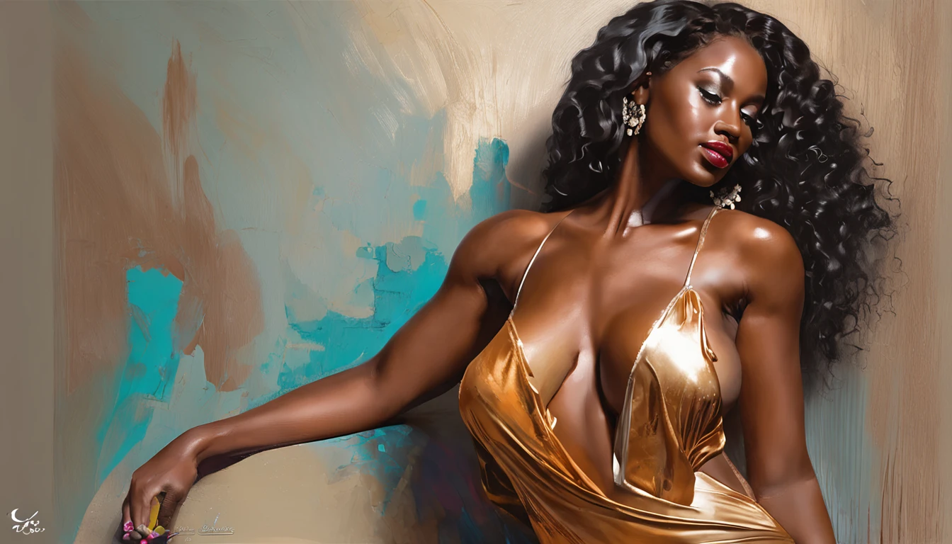 Beautiful body of the chocolate goddess with fine curves that would make Aphrodite jealous, she exudes power and confidence with every step she takes. Her skin is smooth as silk and her hair flows like a chocolate waterfall, cascading down her back. She wears nothing but impossible colored lingerie, colorful lace lingerie panties, (8k, best quality, masterpiece: 1.2), (realistic: 1.3), (photorealistic: 1.3), ultra-detailed, (highly detailed skin: 1.2), 8k, 16k, , soft lighting, high quality, film grain, Fujifilm XT3, best quality, beautiful lighting, 1girl,