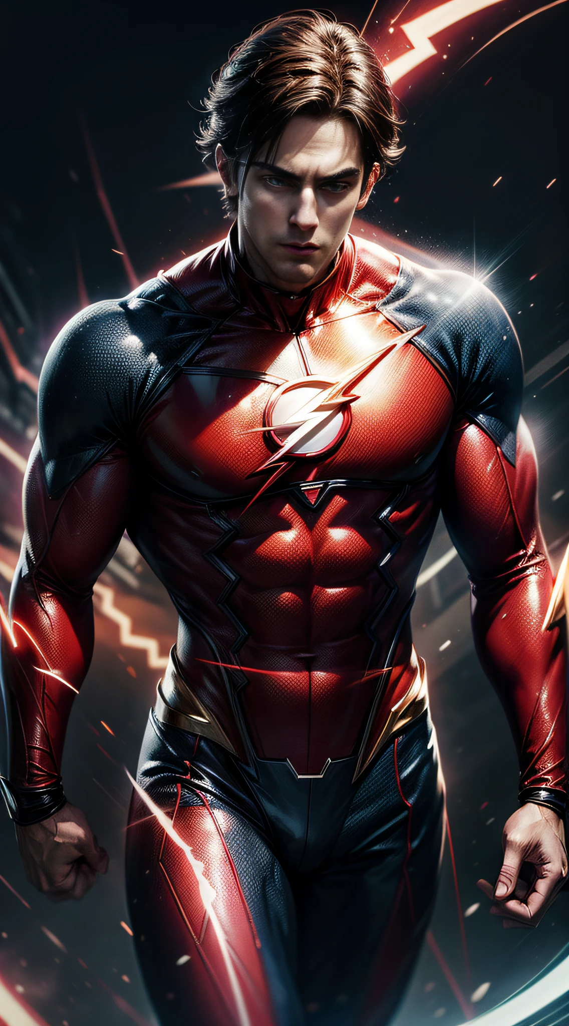 super Hero flash, ((super rrealista: 1.2)), Hi-Def, detallado, 8k,Detailedface