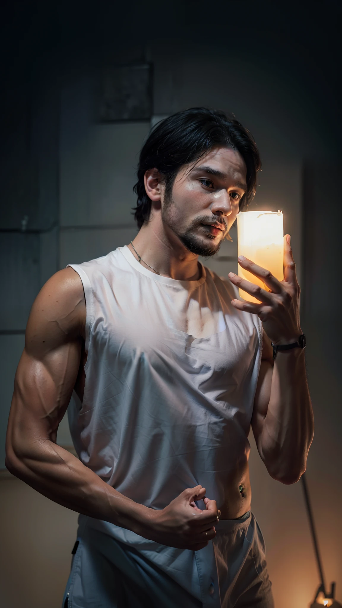RAW photo, portrait photo of john snow, Having a muscular physique