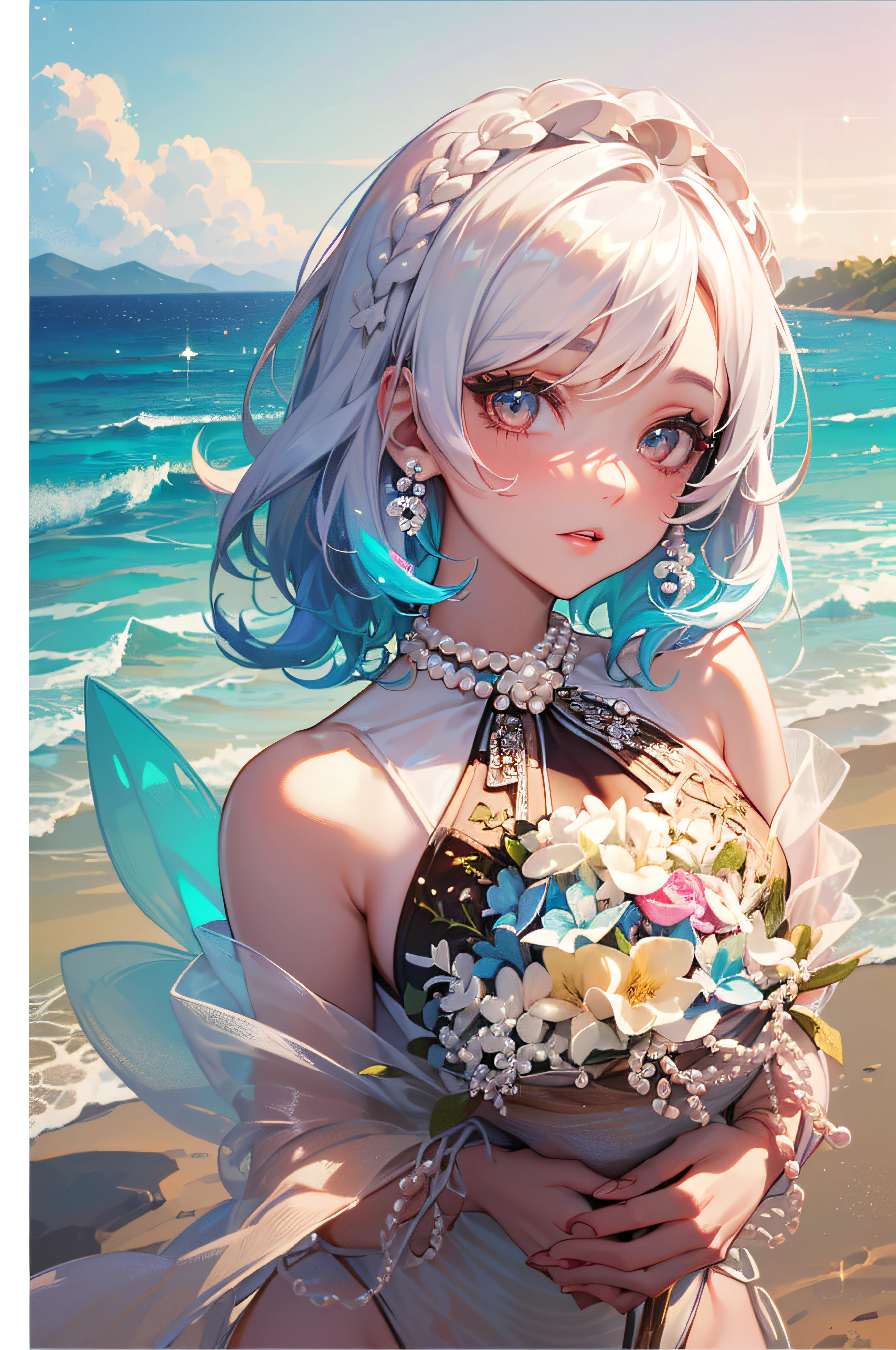 Ultra-realism

“Create a high-resolution image of a glamorous, long-haired silver-haired beautiful girl with translucent light blue eyes. She is wearing earrings and a bikini, sunbathing on a sandy beach. The scene features a bright blue sky with white clouds and dazzling sunlight. The girl is napping with her eyes closed.”