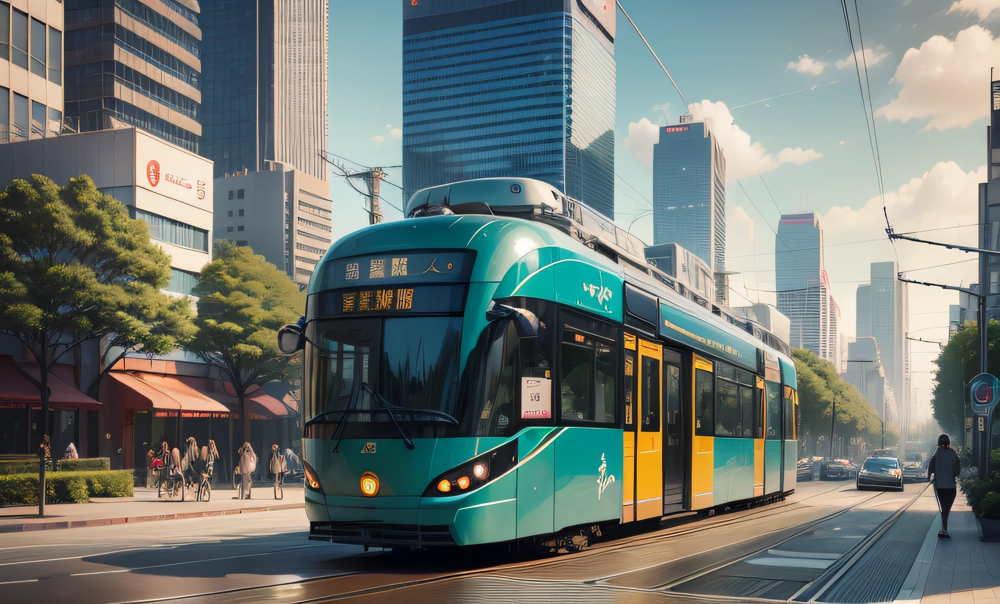 TOKYO CITY WITH FUTURISTIC TRAM ON STREET Max Quality MasterPiece SF Future World