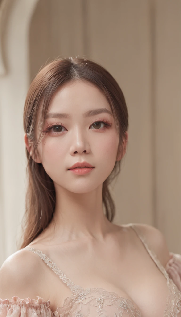 She wears black luxury lingerie and black knee-length socks. She stood up,Pose like a model。 The filming location was the living room of the mansion. Colored eyeliner and beige eyeshadow complement the eye area. Her eyelashes are long、Her gaze drooped slightly. Her cheeks were painted pale pink、It's like being kissed by the sun. Her lips have a healthy rosy sheen. She looked fresh and relaxed. Hair is straight and medium. Bright smile