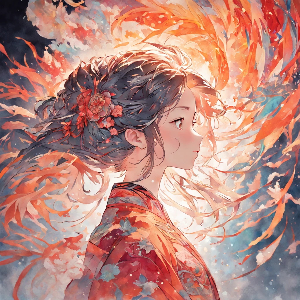 (White background:1.4),(Silhouette of a girl's head, Eyes closed, colorfull long hair, Oriental elements),(Chinese illustration:1.3,paper art:1.3, Quilted paper art:1.2),( reasonable design, Clear lines, High sharpness,Best quality, Very detailed, Masterpiece, movie light effect, 4K )