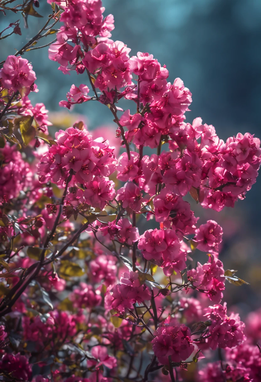 flor Hiper Realista, primavera, transparente, cintilante, cintilante, shining, colorido, magic photography, lighting dramatic, Foto realism, ultra-detalhado, 4k, de Flores, reflexos impressionantes, os melhores reflexos de todos os tempos., profundidade de campo, alta resolução