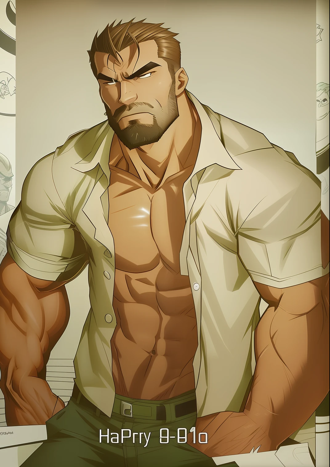 masterpiece, best quality, high resolution, sharp focus, ultra detailed, (nighttime:1.6), (dark scene:1.8), (dark blue tones:1.2), (lots of shadows:1.6); 1 man, 25 year-old male, solo, (upper body only:1.8), detailed face, high detailed face, detailed face and body, tall, muscular, (lean muscle:1.1), (thin:1.1), white skin, handsome, perfect face, (very short hair:1.1), brown hair, black eyebrows, (clean shaven face:1.1), eyes open, blue eyes, mouth open, frowning, afraid, terrified, (shirtless:1.8), (very hairy chest:1.4), (hairy pectorals:1.4), large pectorals, (hairy abdominals:1.4), large biceps, large forearms, (hairy forearms and hands:1.4), small waist, (only wearing small retro jogging shorts:1.8), large bulge, (standing in study room of abandoned mansion:1.6); horror atmosphere, threat of violence and death