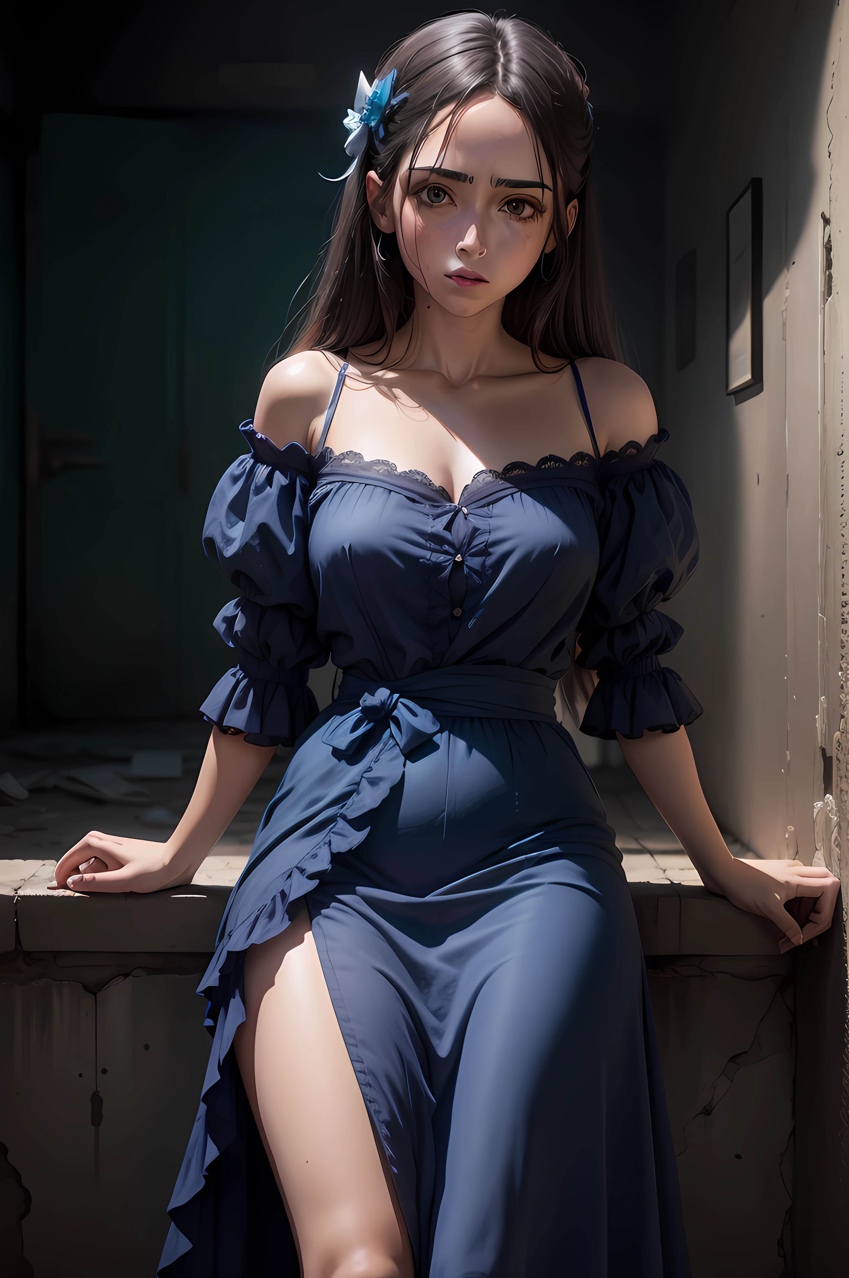 Escenas de personas abandonadas. Hiperrealista, 8 K, en tonos azules, anaranjados, verdes, violetas.