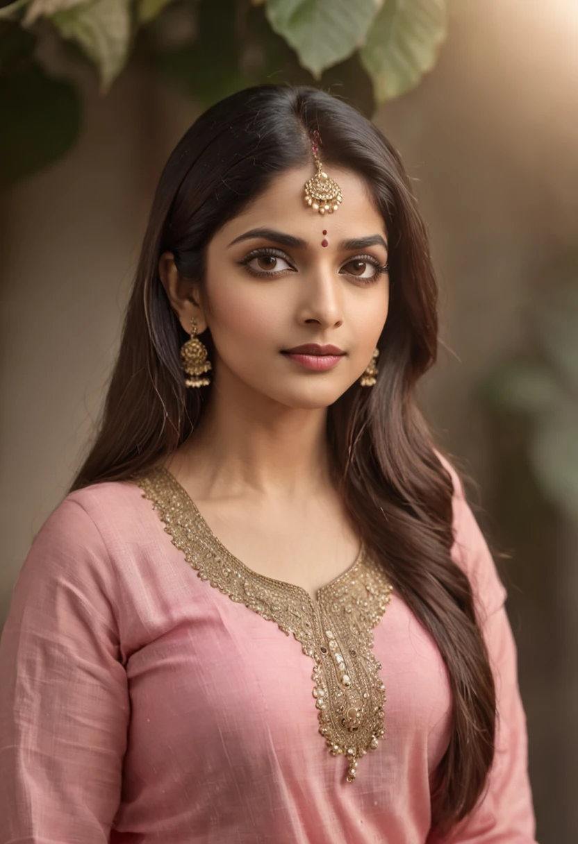 Bollywood Acress SHRIDEVI, with long hair and a pink top, soft portrait shot 8k, beautiful portrait lighting, medium soft light portrait, cinematic portrait, beautiful woman shot, beautiful fine face features, full body portrait, detailed beauty portrait , photorealistic pretty face, high quality portrait, perfectly lit face, beautiful face portrait, beautiful young woman, (inspired by SHRIDEVI from chandni:1989), f/1.2, Eye-Level Shot, 35mm, Canon, high details, textured skin, masterpiece