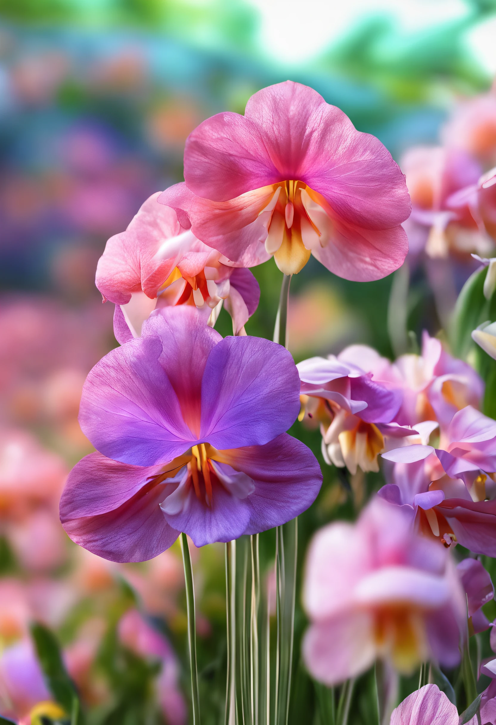 flor Hiper Realista, primavera, transparente, cintilante, cintilante, shining, colorido, magic photography, lighting dramatic, Foto realism, ultra-detalhado, 4k, de Flores, reflexos impressionantes, os melhores reflexos de todos os tempos., profundidade de campo, alta resolução