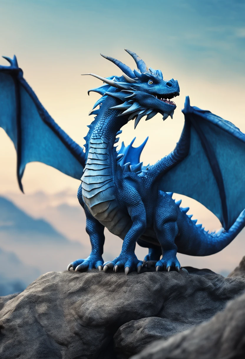 Realistic dragon, blue, 4k, 8k, god, blue dragon, slime dragon, god